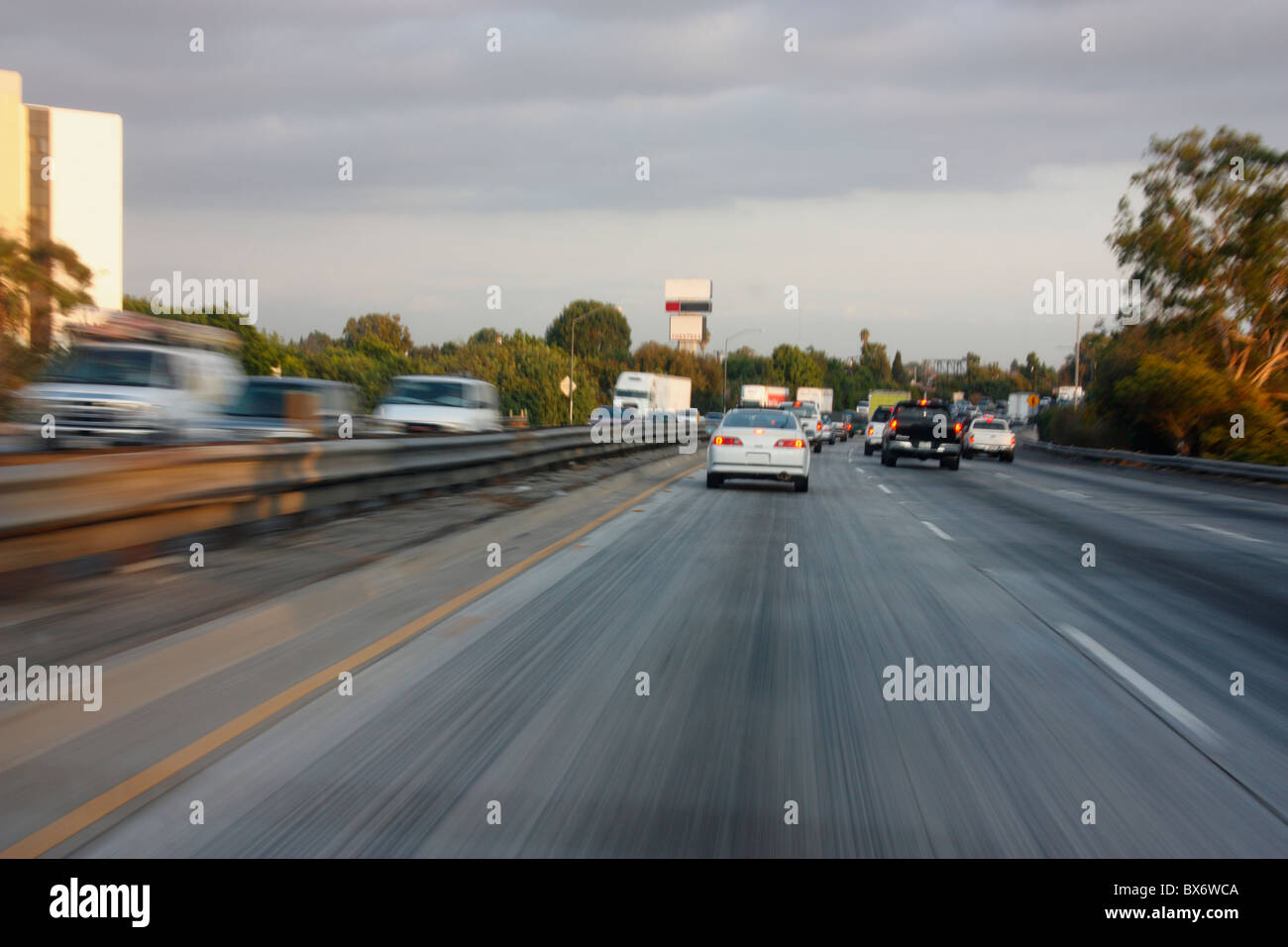 Freeway traffic. Los Angeles, California, U.S.A. Stock Photo