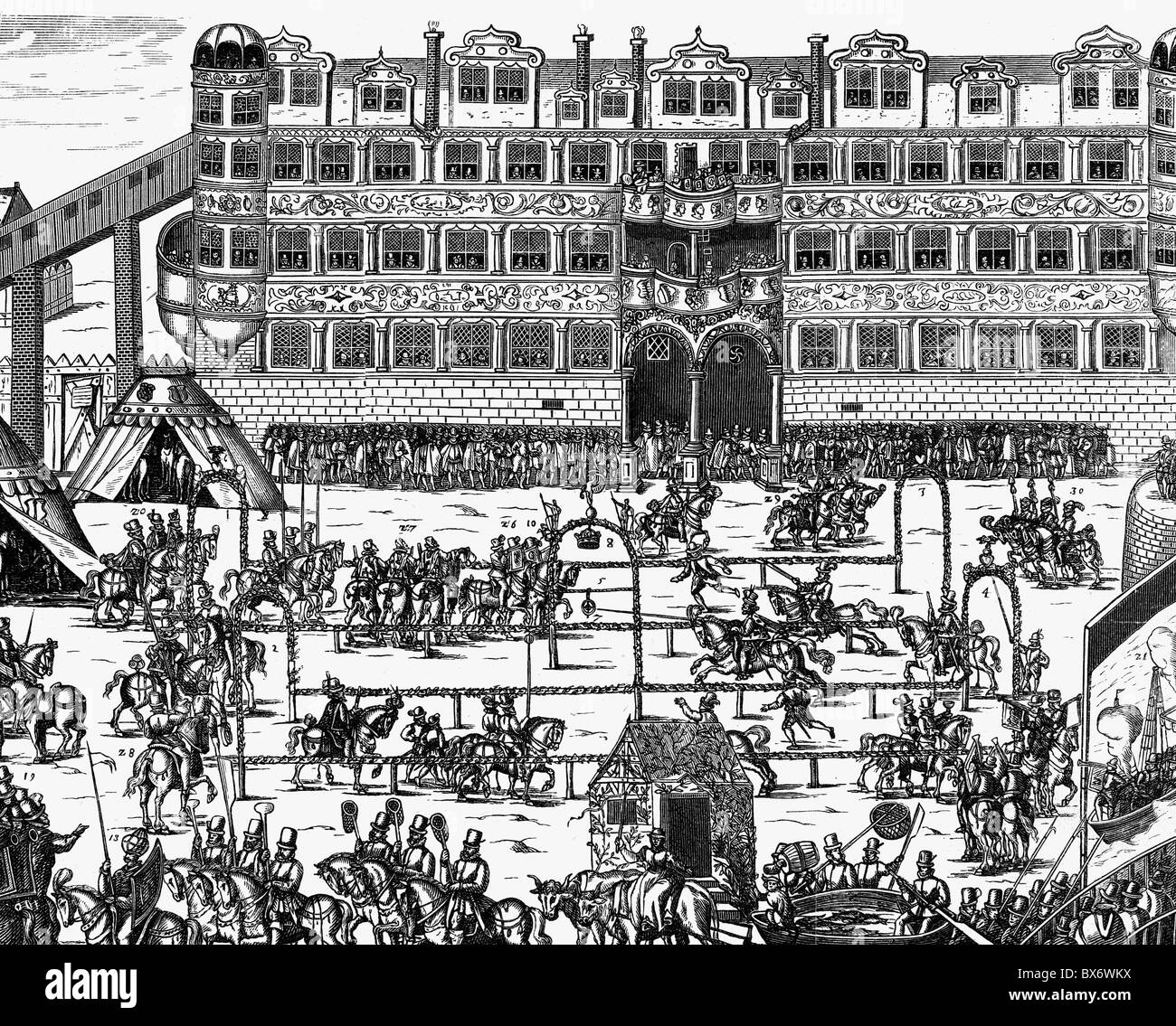 geography / travel, Germany, Berlin, City Palace (Stadtschloss), exterior view, woodcut, 1592, Additional-Rights-Clearences-Not Available Stock Photo