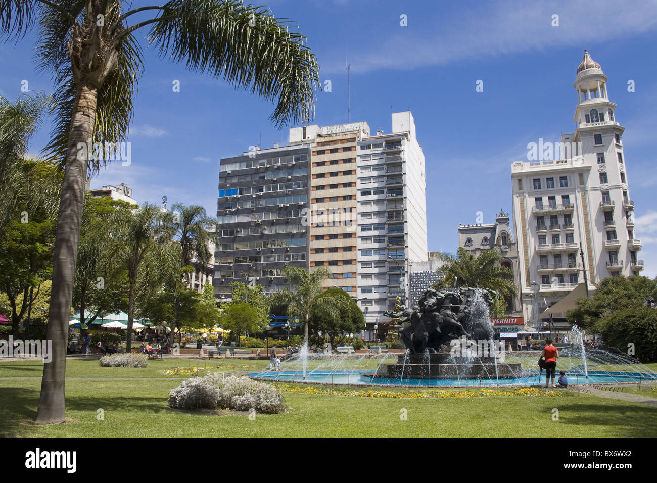 Plaza Fabini fountain, city center, Montevideo, Uruguay, South America Stock Photo