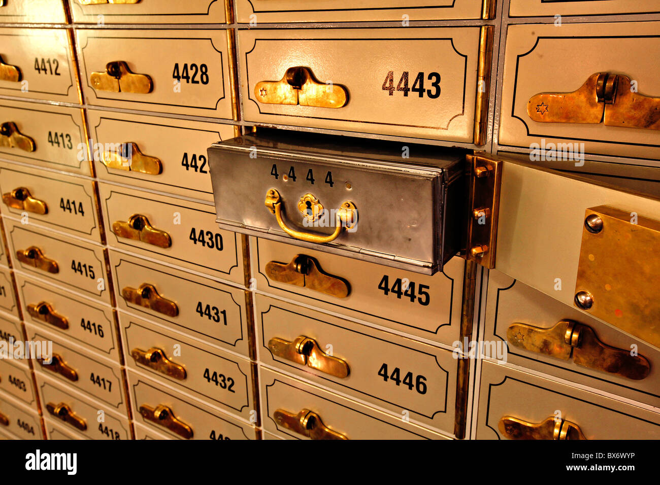 Safe deposit box boxes in the Museum of Czech national bank in Prague