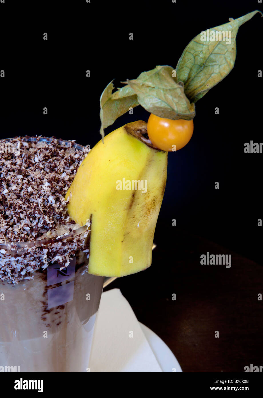 Coffee cocktail with banana,  fruit beverage, coffee drink. (CTK Photo/Rene Fluger) Stock Photo