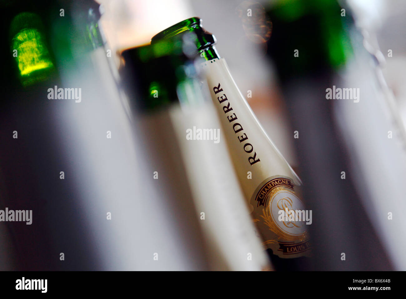 Bottles with champagne, sparkling wine.  (CTK Photo/Rene Fluger) Stock Photo