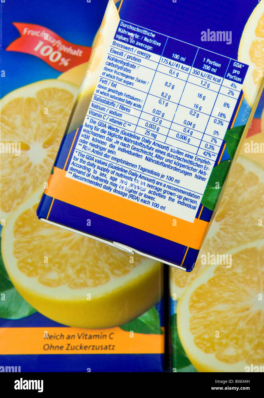 nutrition facts Stock Photo