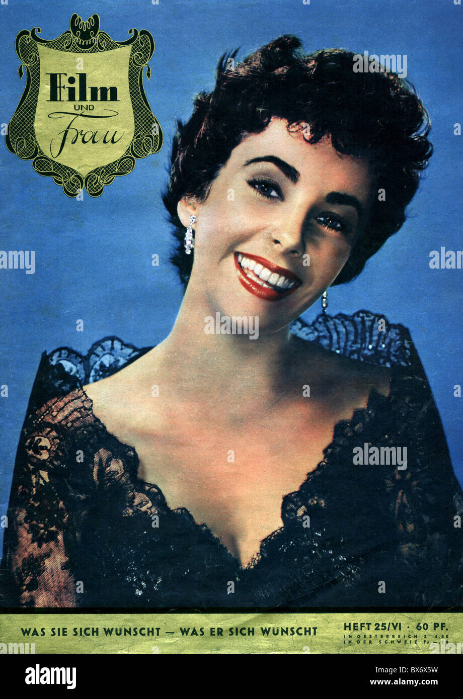 journals / magazines, 1955, 'Film und Frau', number 25/VI, title cover with Elizabeth Taylor, , Additional-Rights-Clearences-Not Available Stock Photo