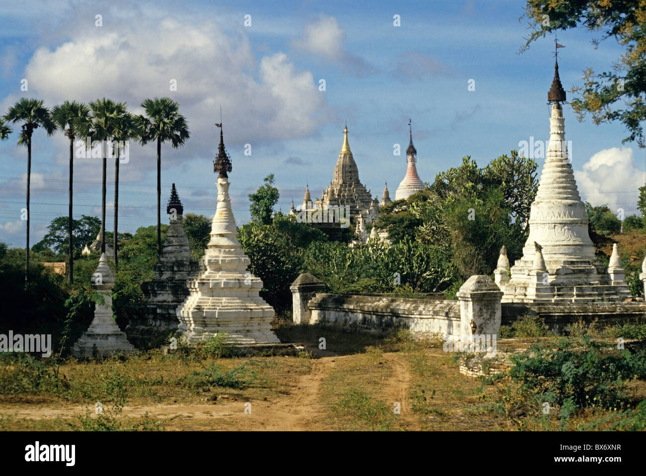 Pagodas outside Htilominlo Temple, Bagan, Burma. Stock Photo