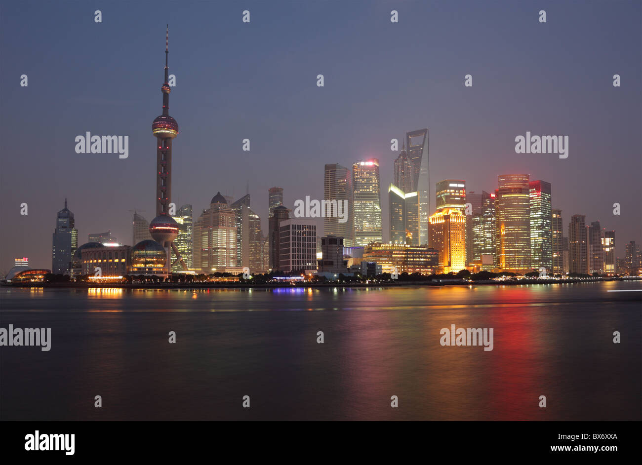 Skyline of Pudong - modern skyscraper district of Shanghai, China Stock ...