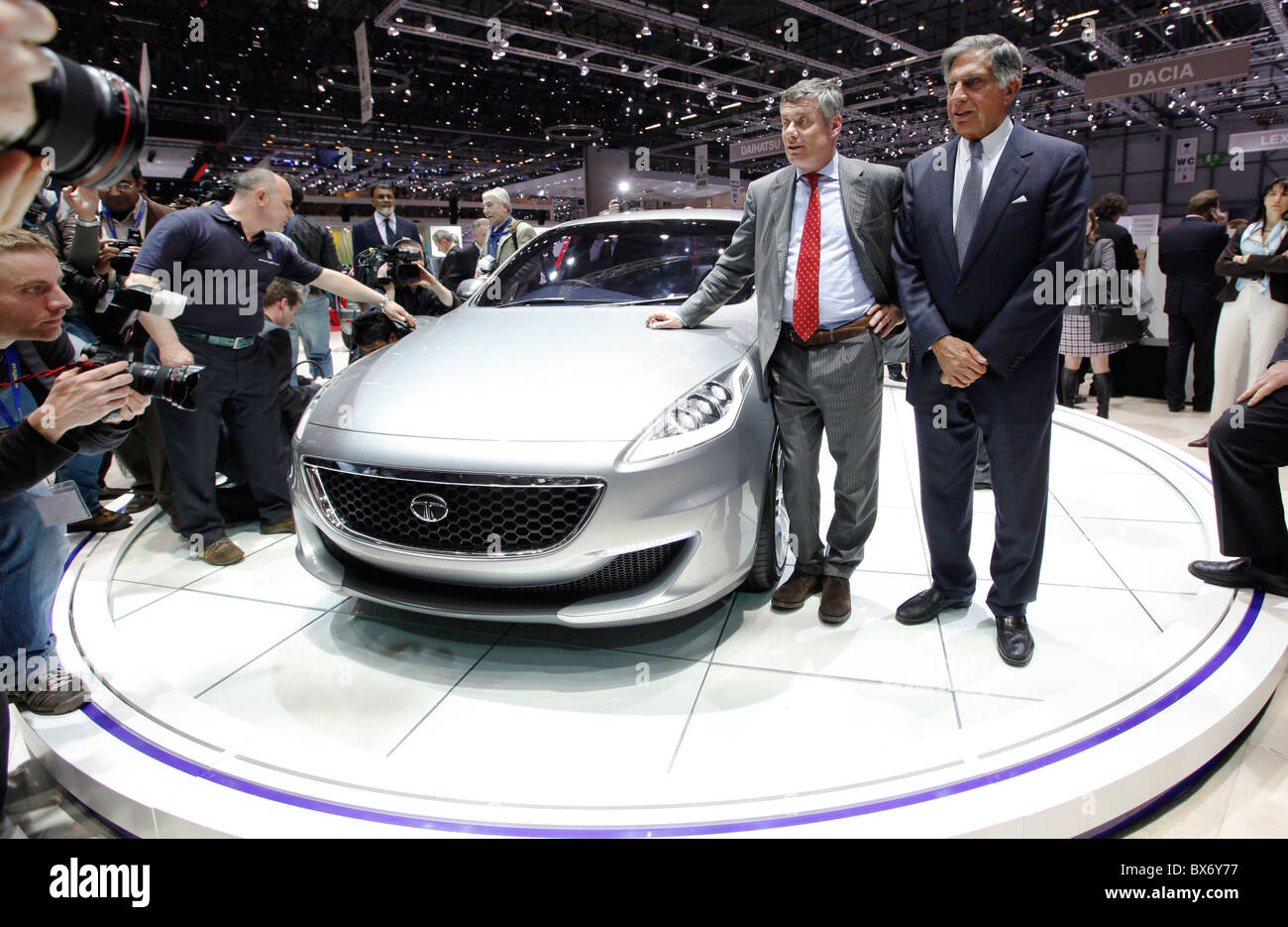 Ratan N. Tata, Paolo Pininfarina, Tata Prima, car Stock Photo