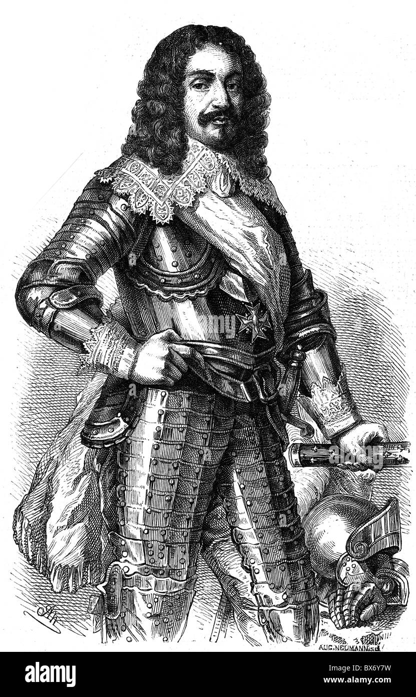 Schomberg, Charles de, 16.2.1601 - 6.6.1656, French nobleman, Marshal of France, Duke of Haluin, wood engraving, published in 1870, Stock Photo