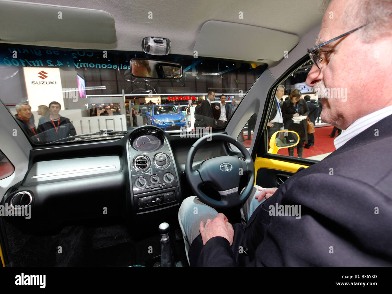 Interior of Tata Nano car during the 79th International Motor Show in Geneve, Tuesday, March 3, 2009.  (CTK Photo/Rene Fluger) Stock Photo
