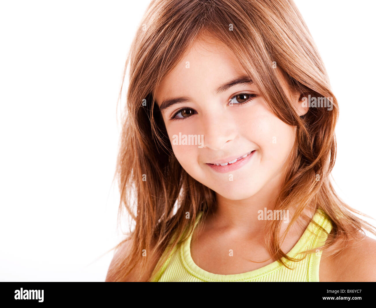 Portrait of a beautiful girl isolated one white Stock Photo - Alamy