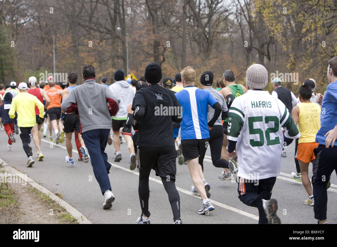 Annual Thanksgiving 'Turkey Trot' 5 mile run in Prospect Park, Brooklyn, New York. Stock Photo