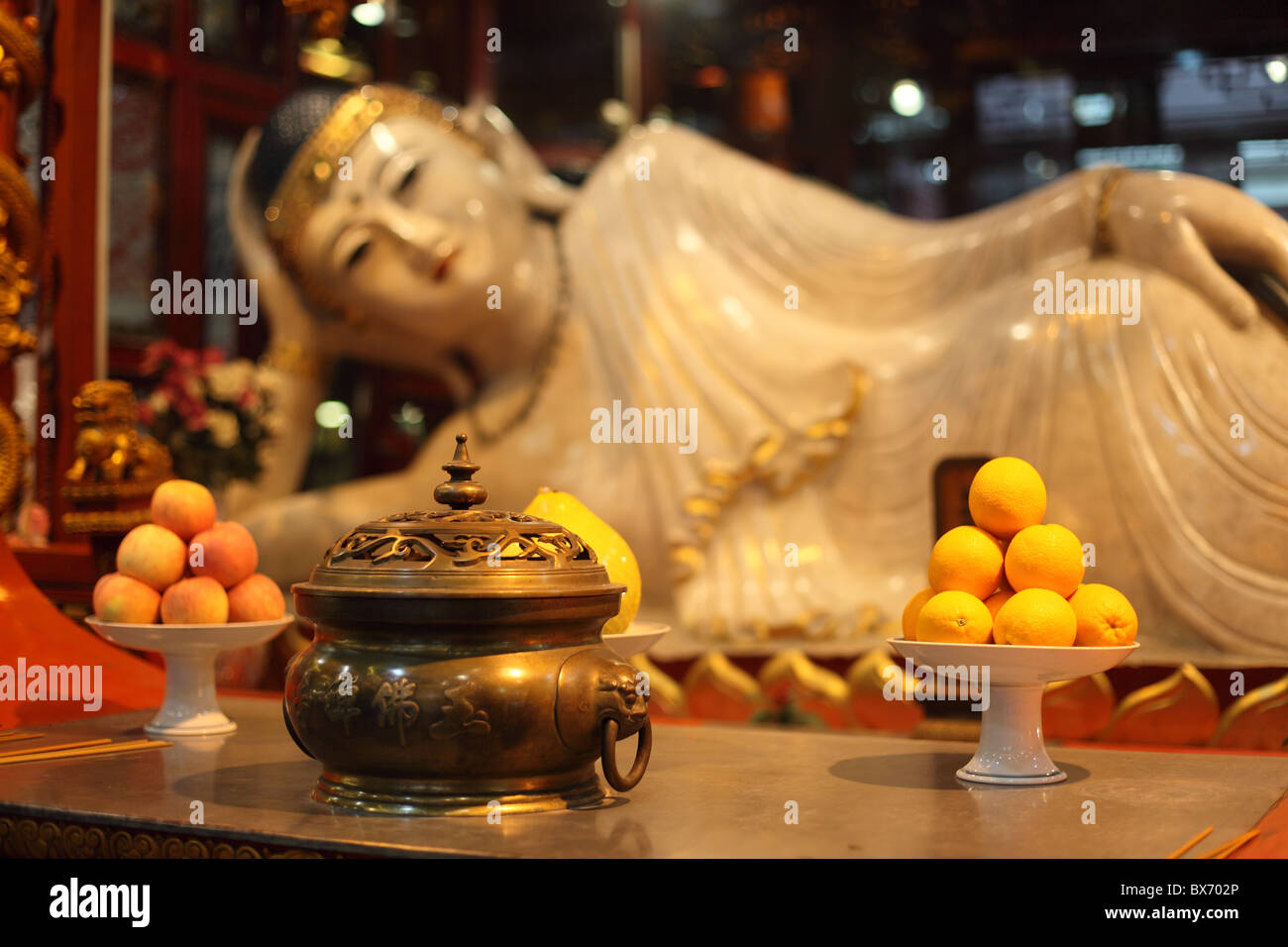 Buddha statue at Jade Buddha temple in Shanghai, China Stock Photo