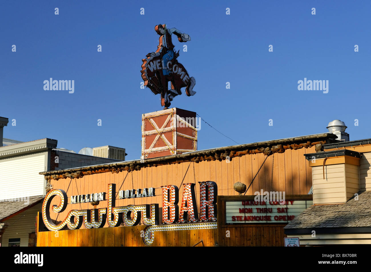 Historic Cowboy Bar, Town Square, Jackson Hole, Wyoming, USA Stock