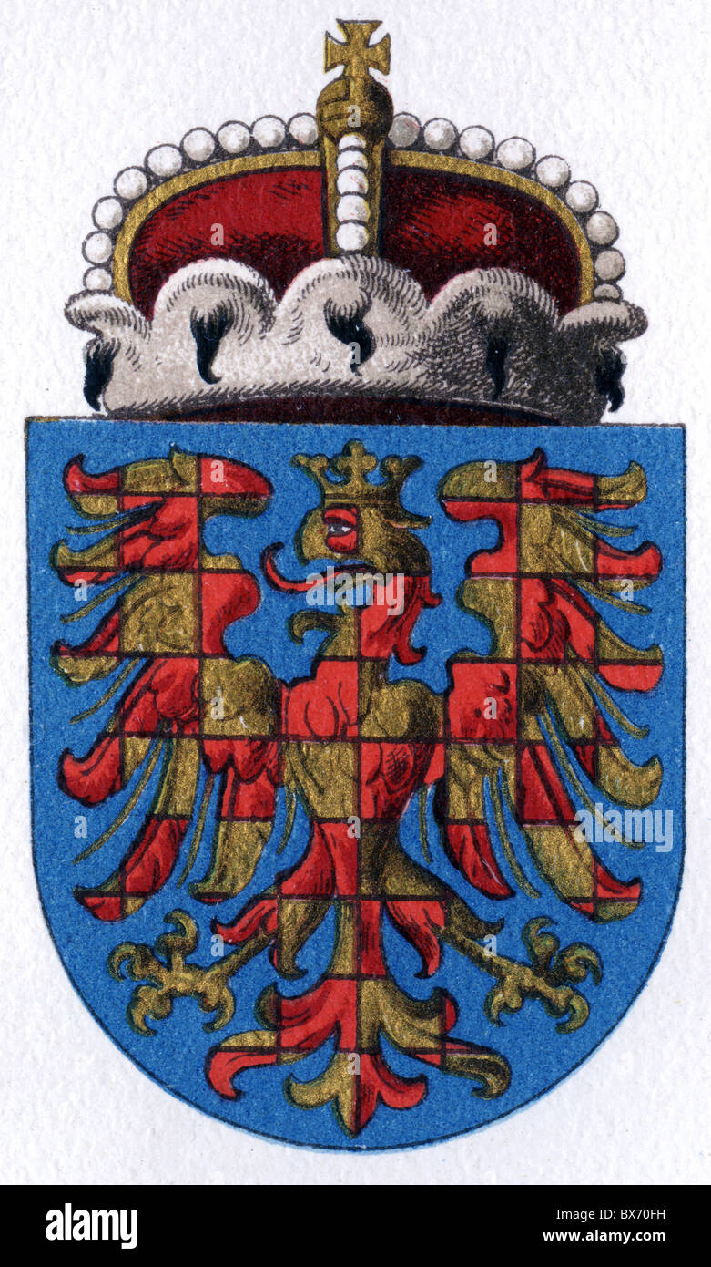 heraldry, coat of arms, Austria-Hungary, Moravia, colour lithograph, Konversationslexikon, 1908, Additional-Rights-Clearences-Not Available Photo - Alamy