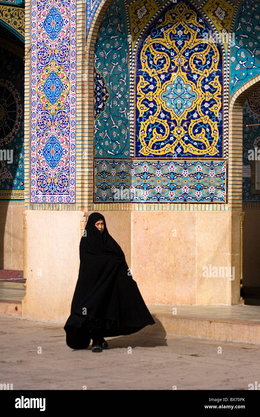 Women visiting the splendid Shah-e-Cheragh Mausoleum - Shiraz - Iran Stock Photo