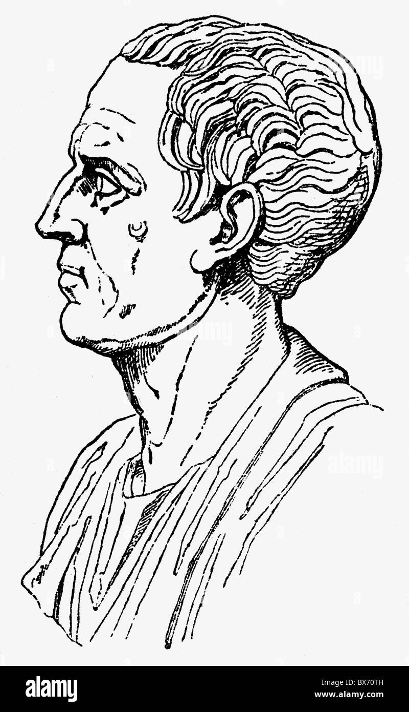 Cicero, Marcus Tullius, 3.1.106 - 7.12.43 BC, Roman politician, Consule 63 BC, portrait, bust, wood engraving, 19th century, , Stock Photo