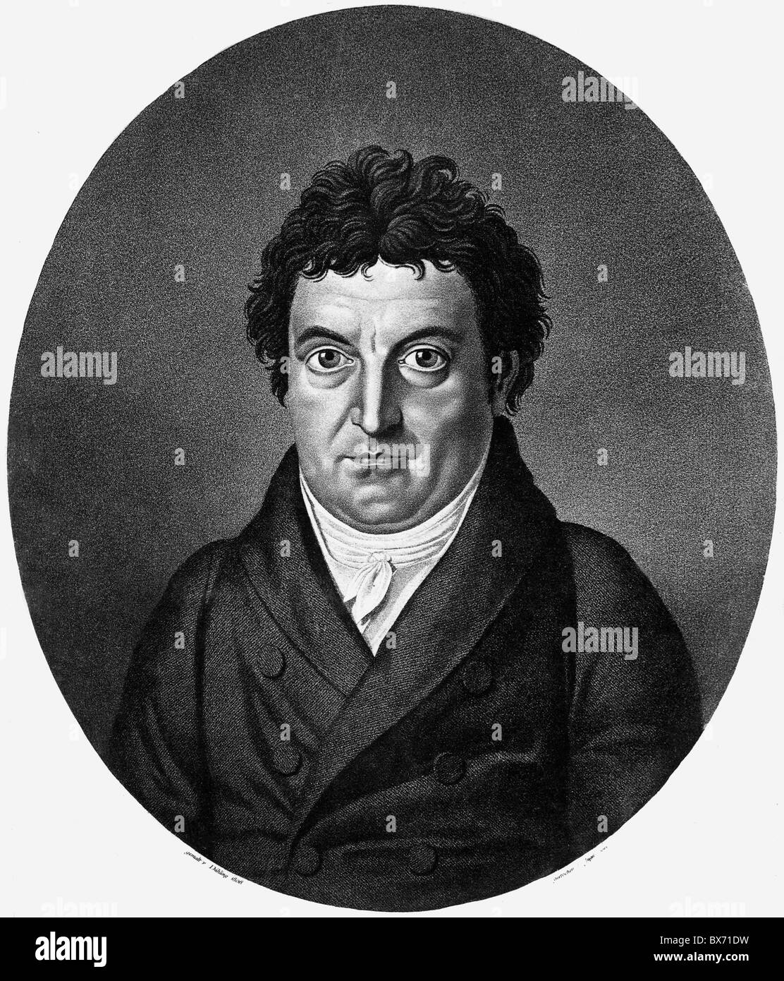 Fichte, Johann Gottlieb, 19.5.1762 - 29.1.1814, German philosopher, portrait, engraving by Johann Friedrich Juegel, after painting by Heinrich Daehling, 1814, Artist's Copyright has not to be cleared Stock Photo