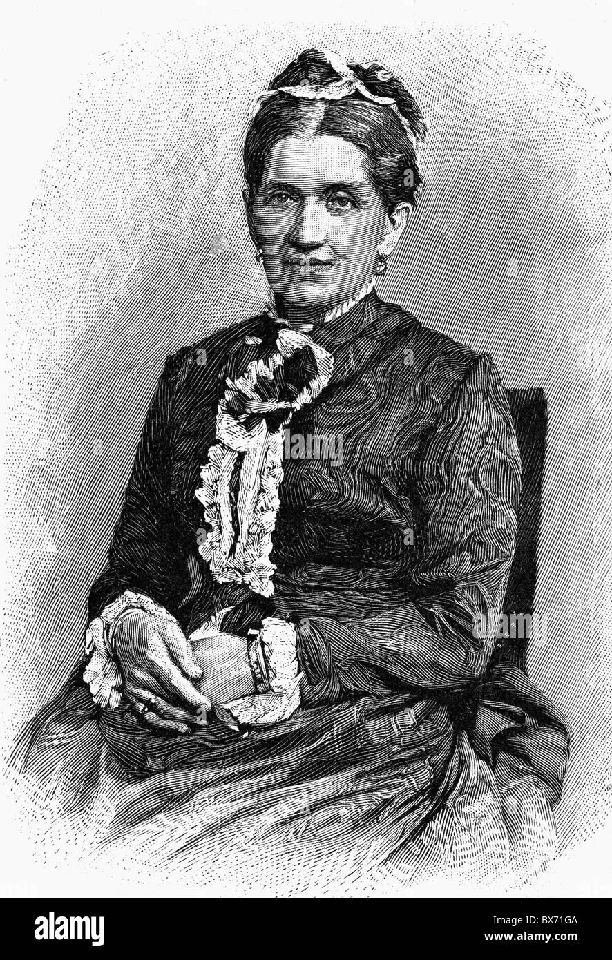 Bismarck, Johanna Frederike von, 11.4.1824 - 27.11.1894, Prussian noblewoman, half length, wood engraving, 19th century, , Stock Photo