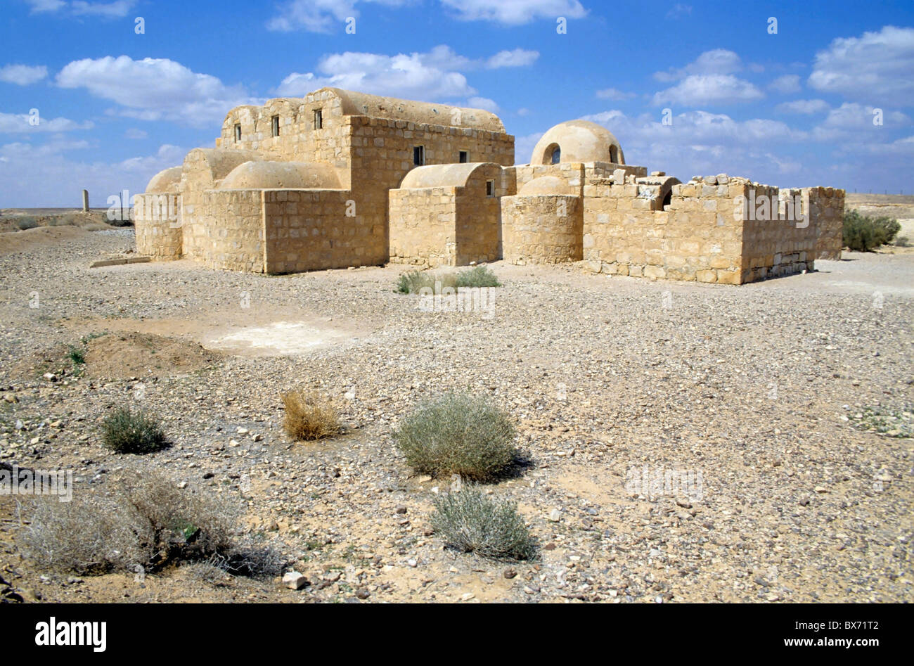 Ruins of Qasr Amra, an 8th century castle fortress in the Arabian desert, Jordan. Stock Photo