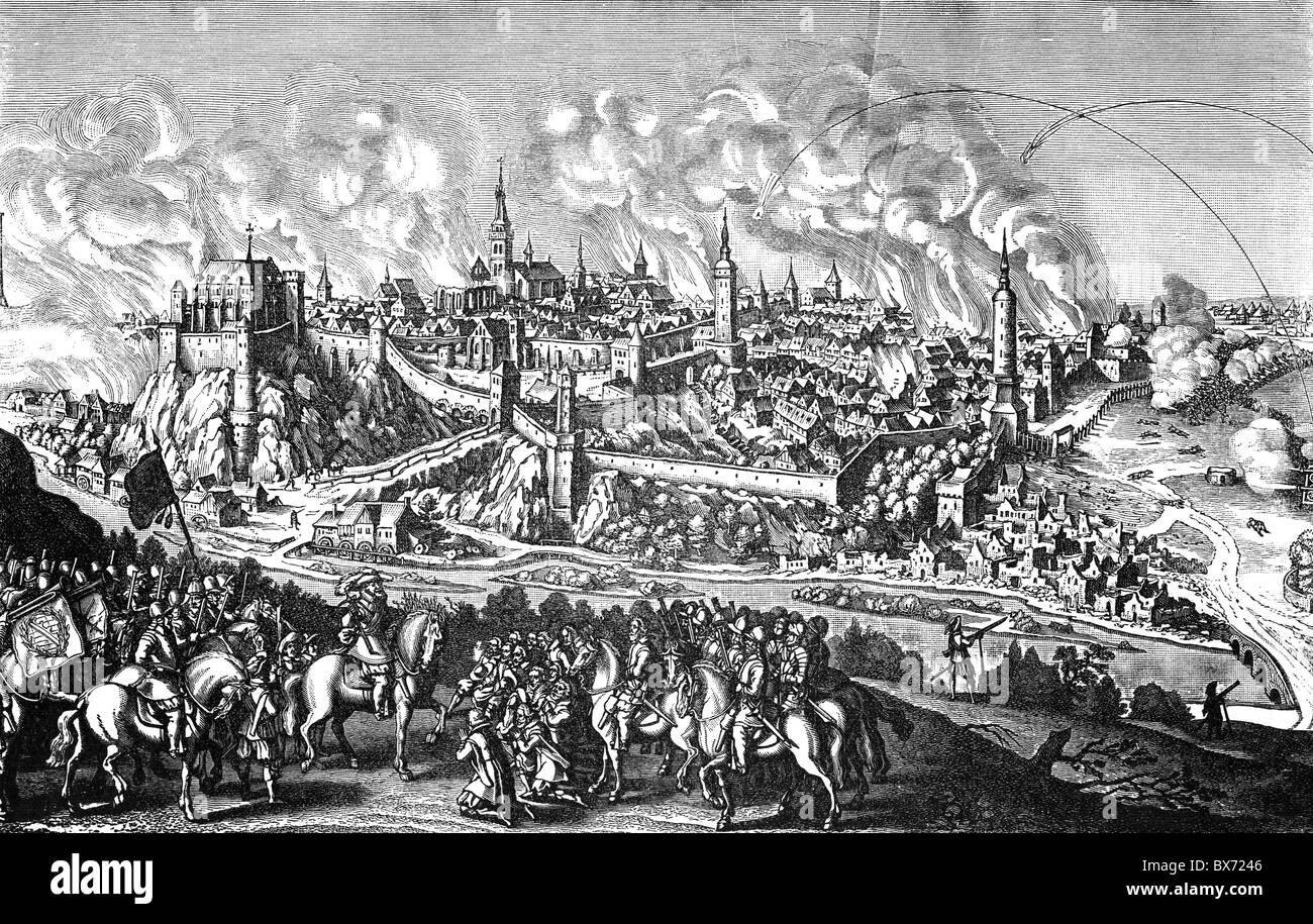 events, Thirty Years War 1618 - 1648, Bohemian Revolt 1618 - 1623, Bautzen besieged by the Saxons, 1620, after copper engraving by Matthaeus Merian, 'Theatrum Europaeum', volume 1, 1635, Artist's Copyright has not to be cleared Stock Photo