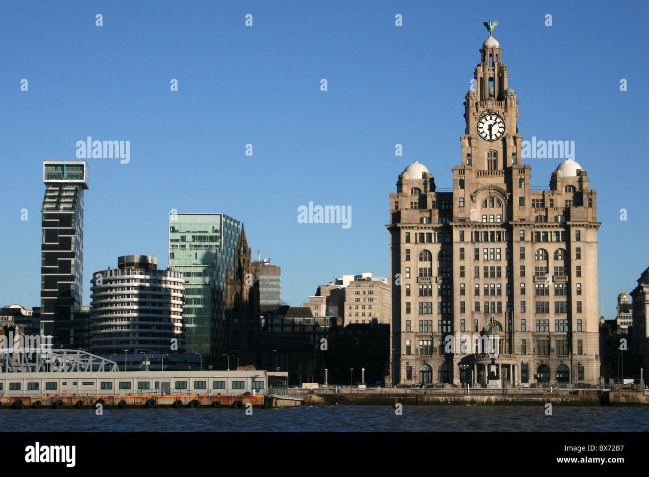 Liverpool Skyline As Seen From The River Mersey, UK Stock Photo