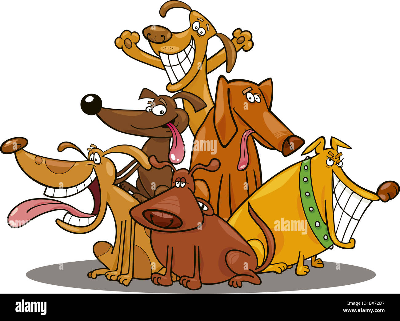 cartoon illustration of funny dogs group Stock Photo