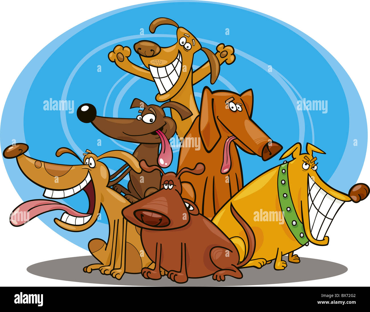 cartoon illustration of funny dogs group Stock Photo