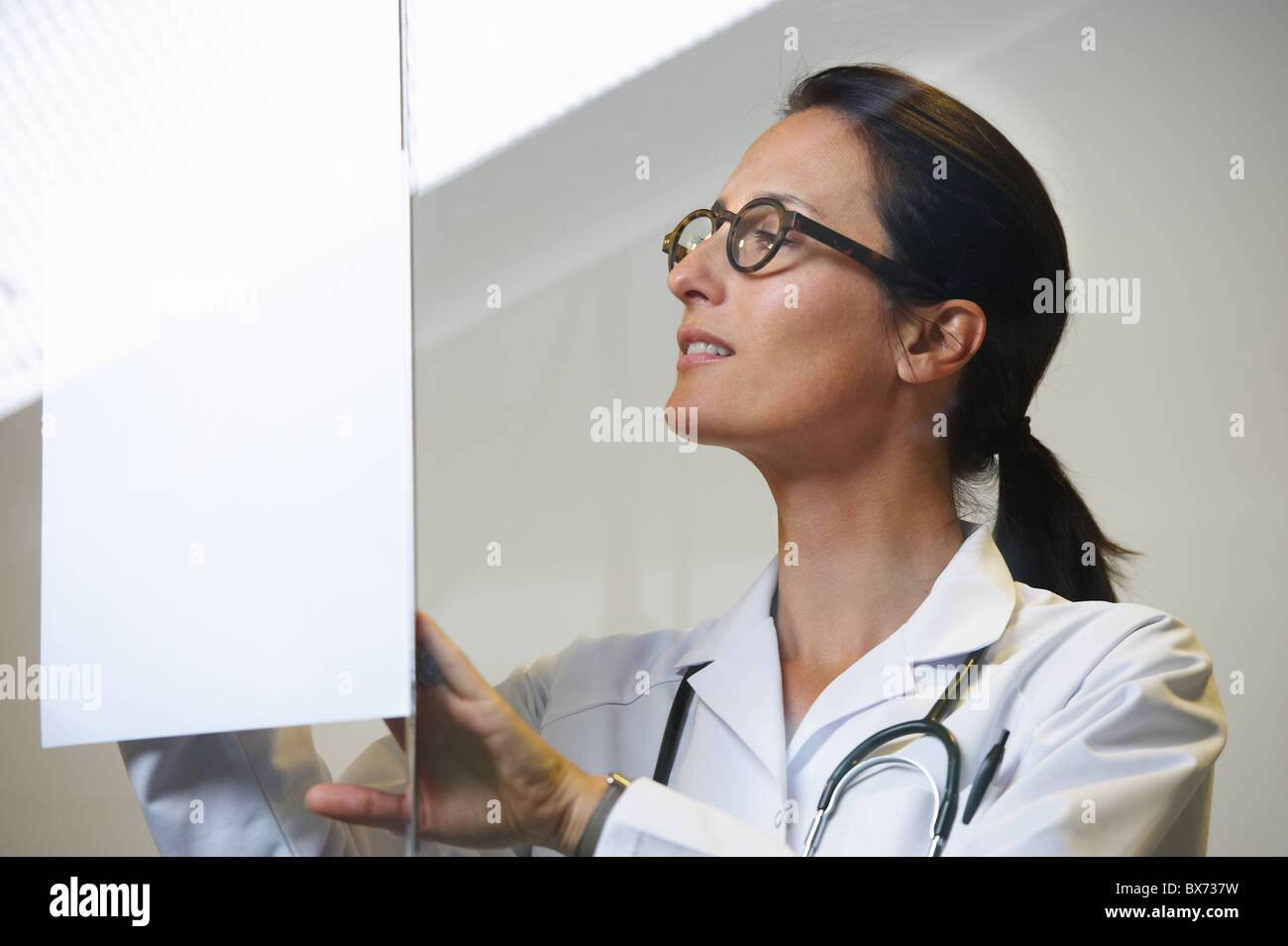 Doctor looking at a file Stock Photo