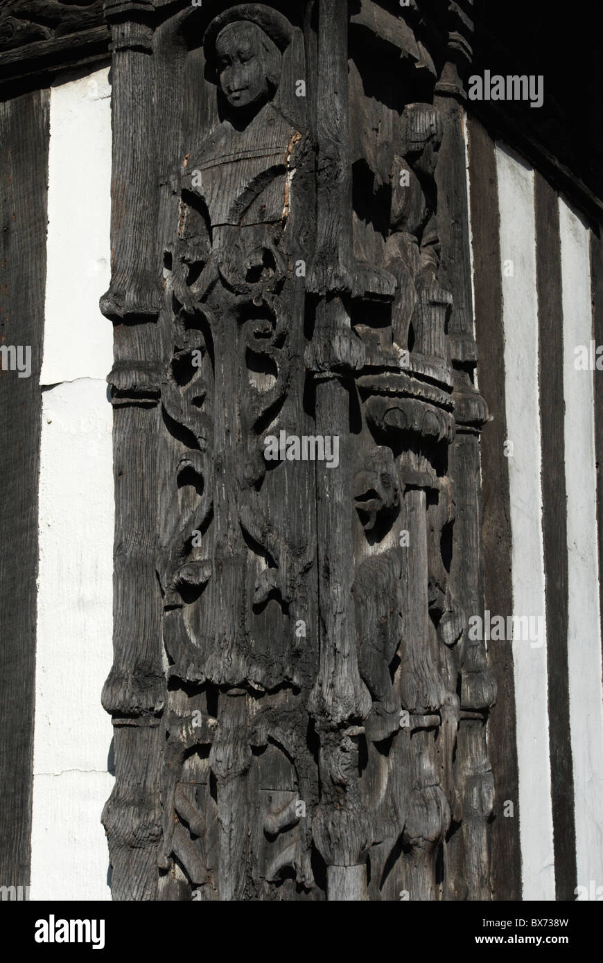 Wood carving on an medieval building Ipswich United Kingdom Stock Photo