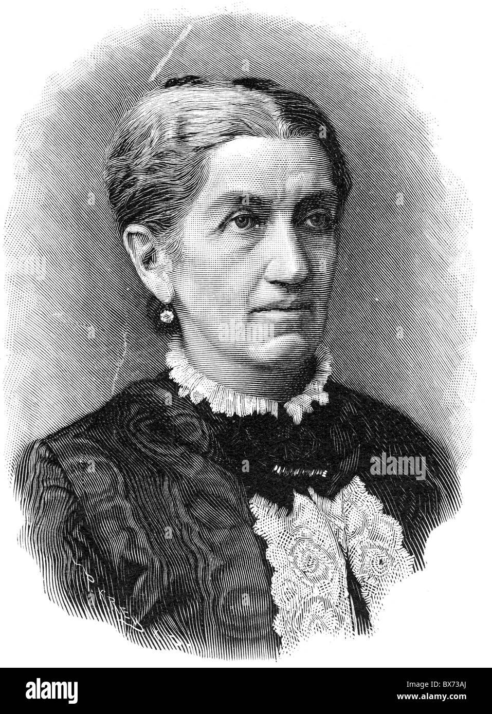 Bismarck, Johanna Frederike von, 11.4.1824 - 27.11.1894, Prussian noblewoman, portrait, wood engraving, 1894, Stock Photo