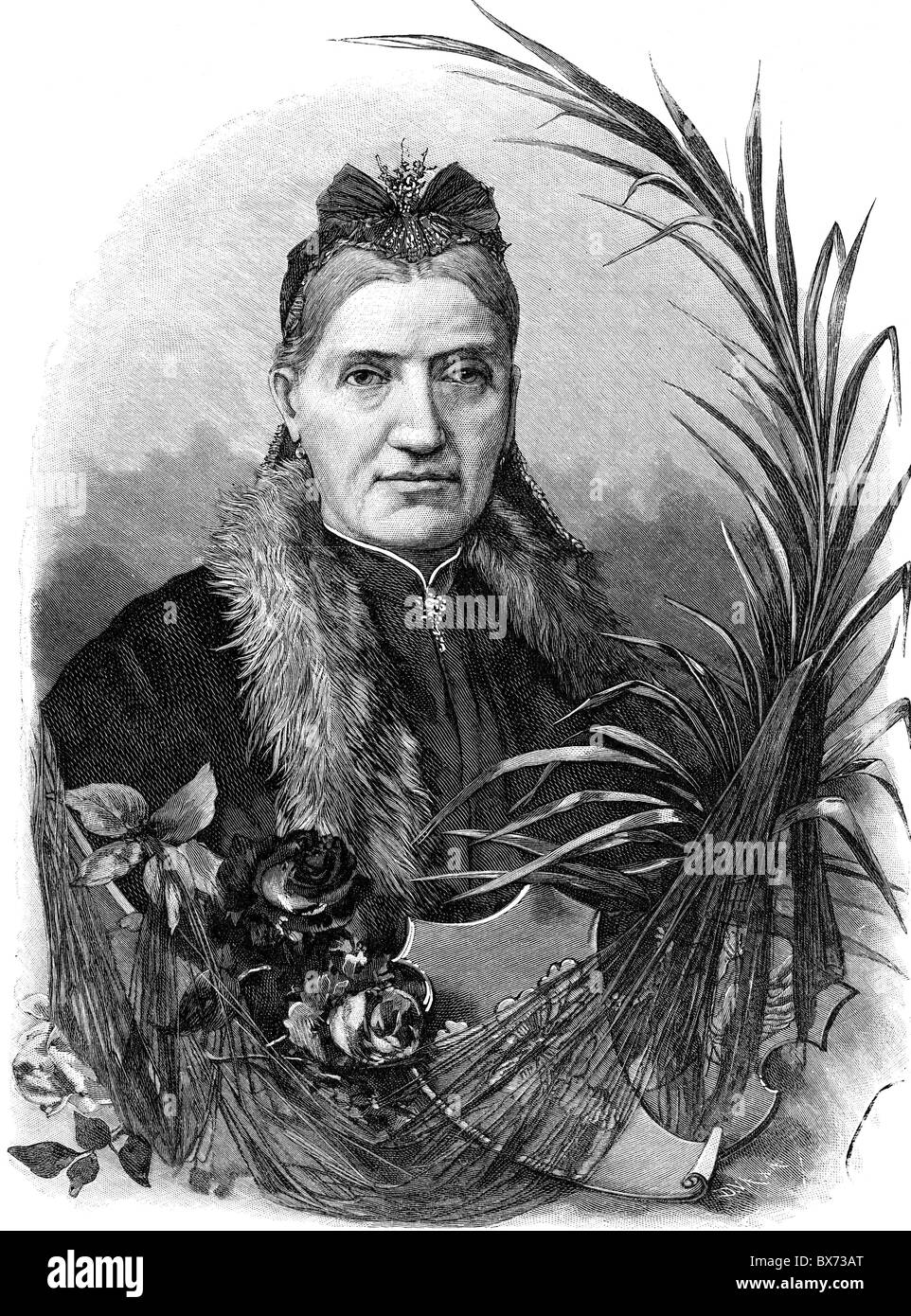 Bismarck, Johanna Frederike von, 11.4.1824 - 27.11.1894, Prussian noblewoman, half length, wood engraving, 1894, Stock Photo