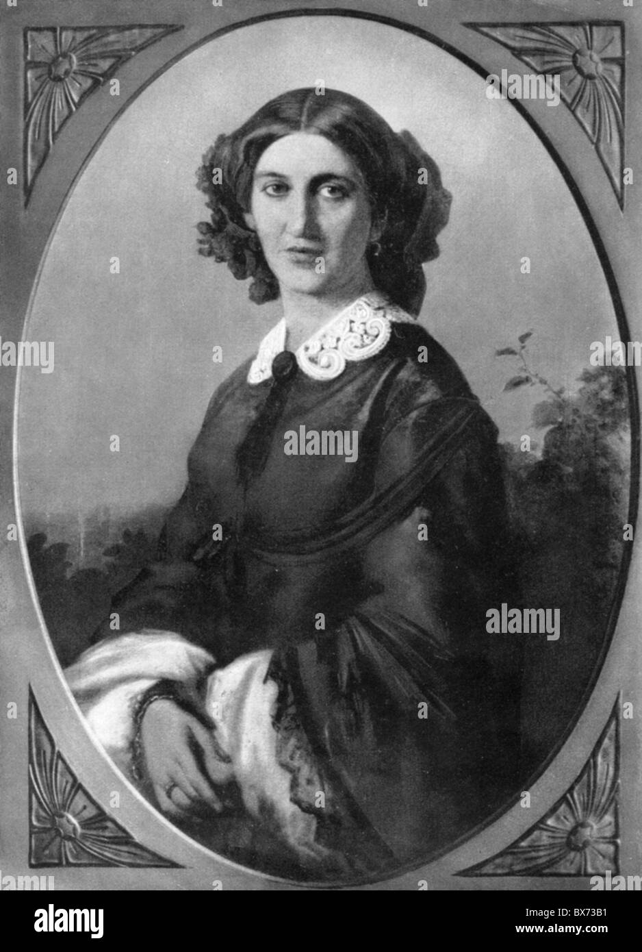 Bismarck, Johanna Frederike von, 11.4.1824 - 27.11.1894, Prussian noblewoman, half length, print after paiting by Jakob Becker,  1857, Stock Photo