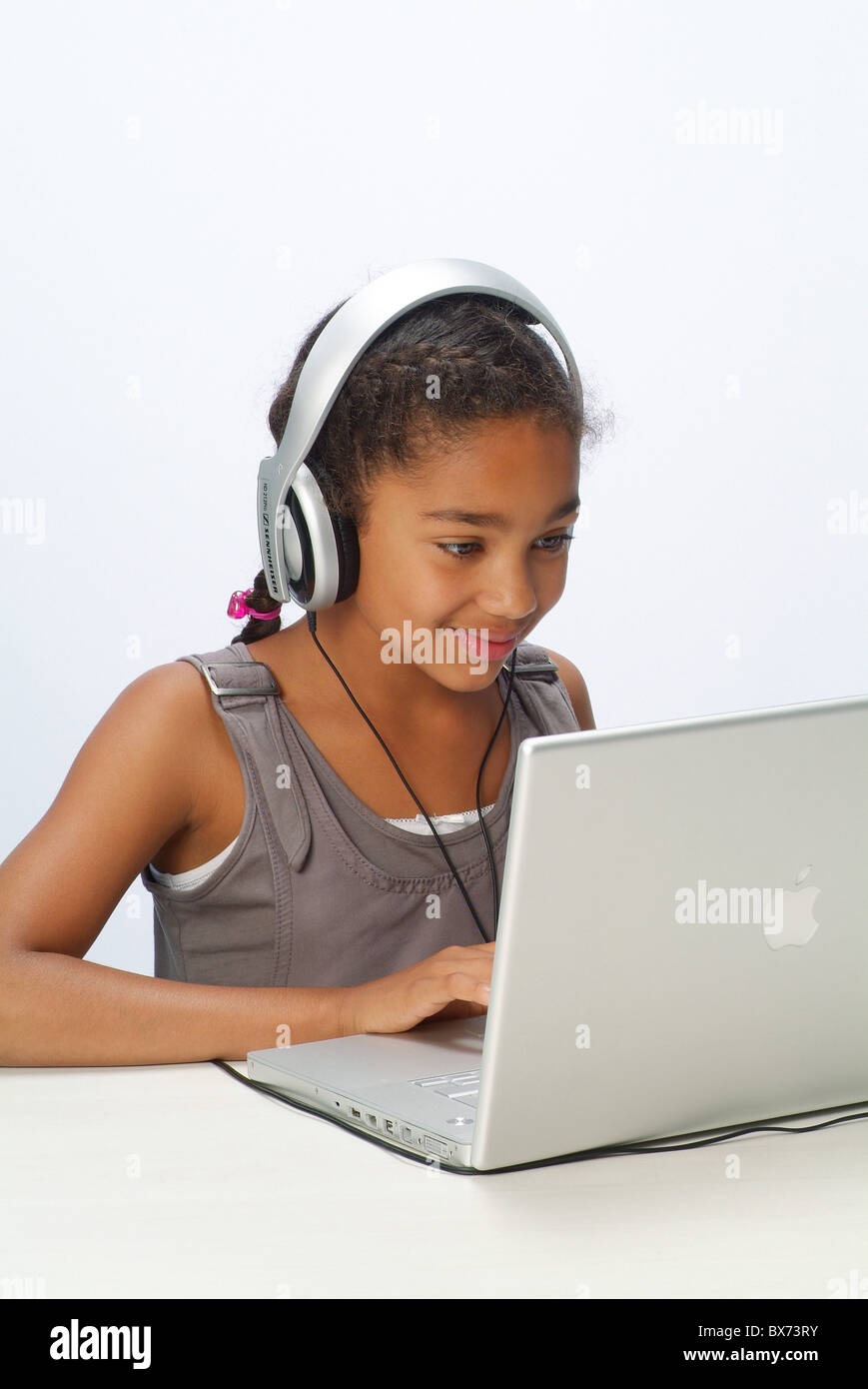 Portrait of a girl with a laptop Stock Photo - Alamy