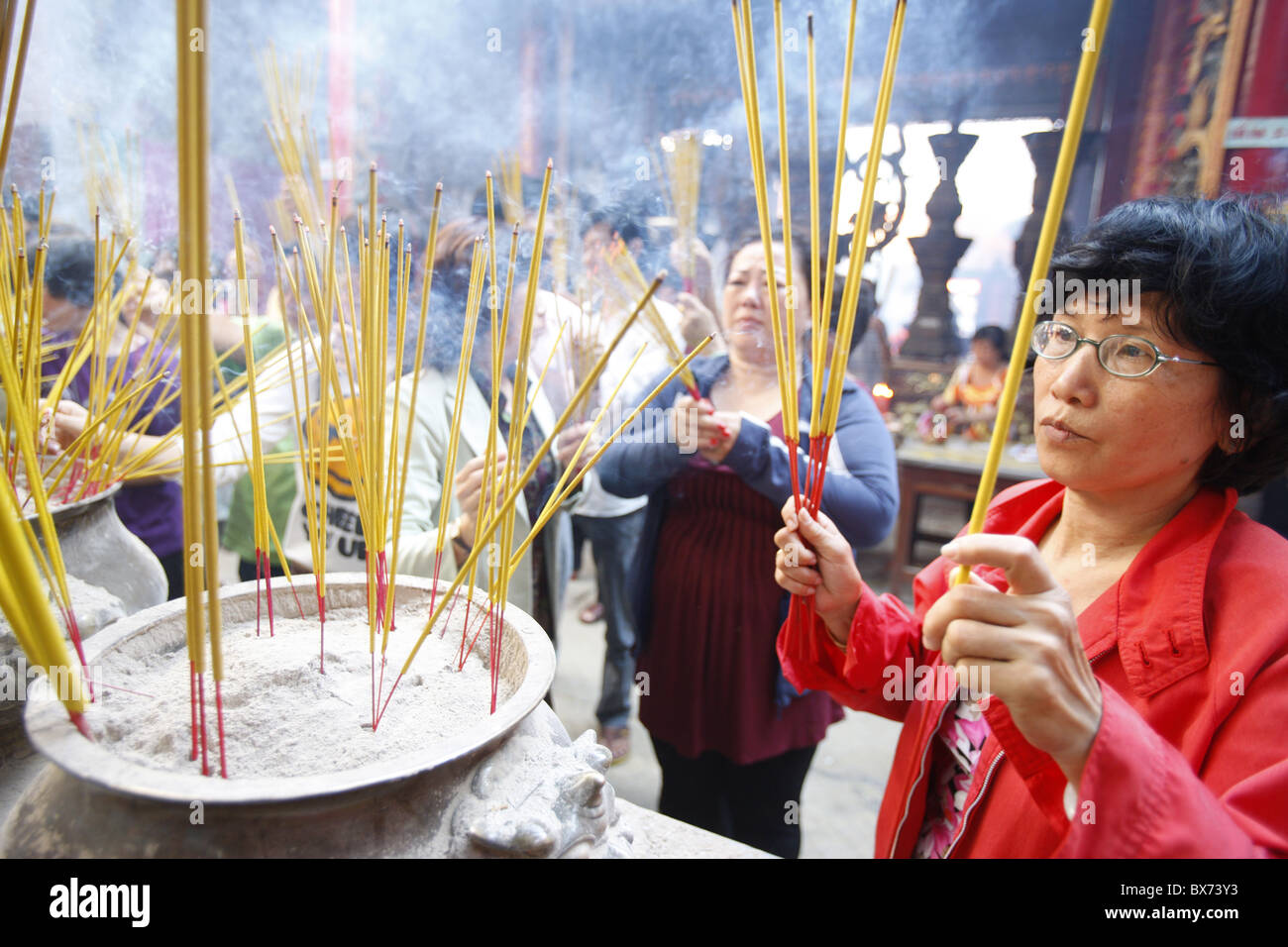 Burning incense during Tet, the Vietnamese lunar New Year celebration