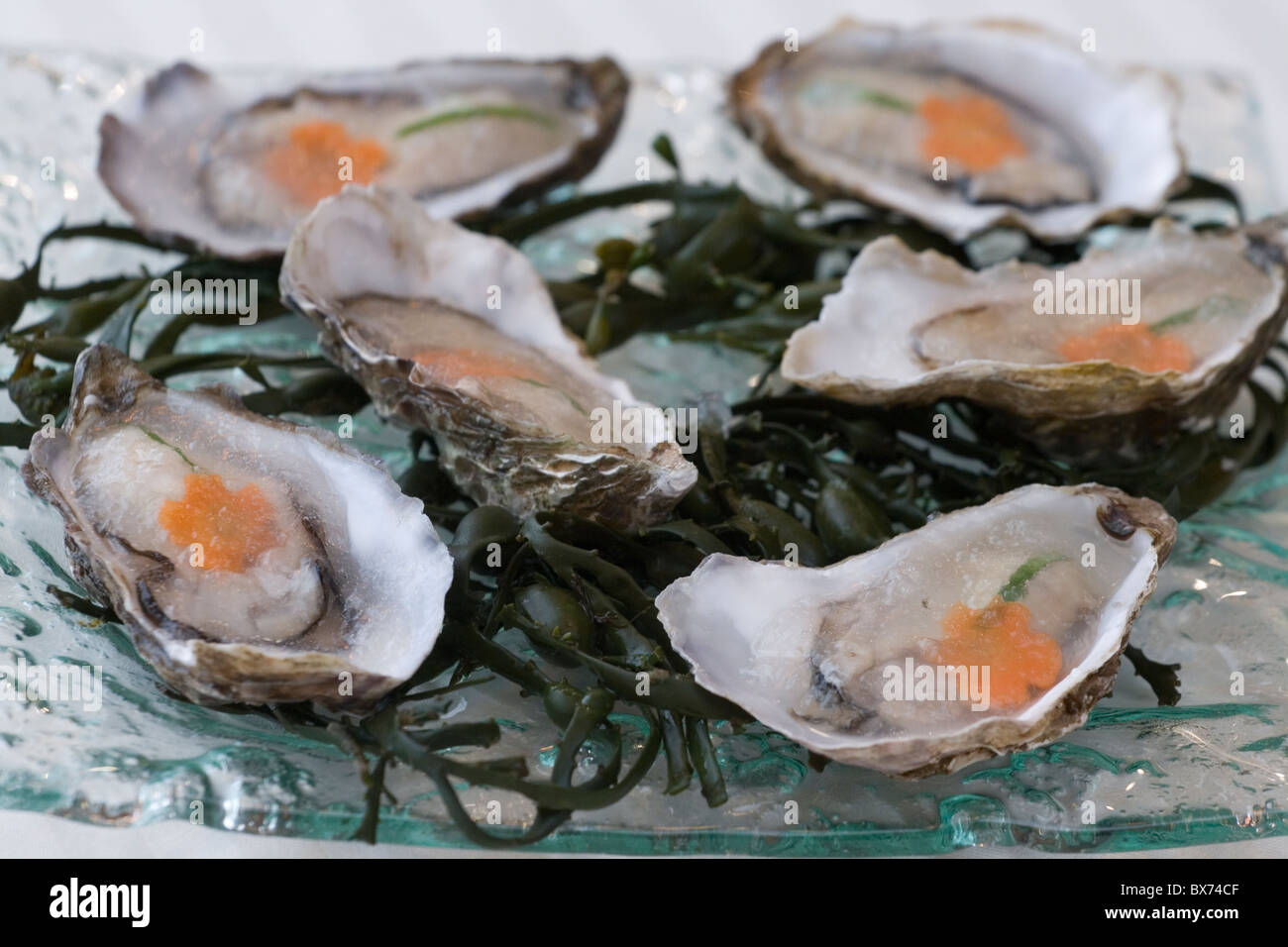 oysters at guy savoy's restaurant in the 16th arrondissement Stock Photo