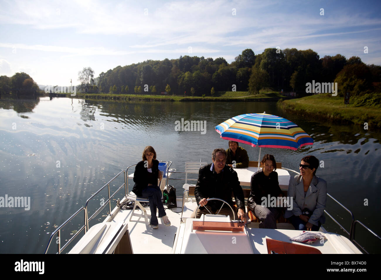 Navigation on the Saone river in Franche-Comte, France, Europe Stock Photo