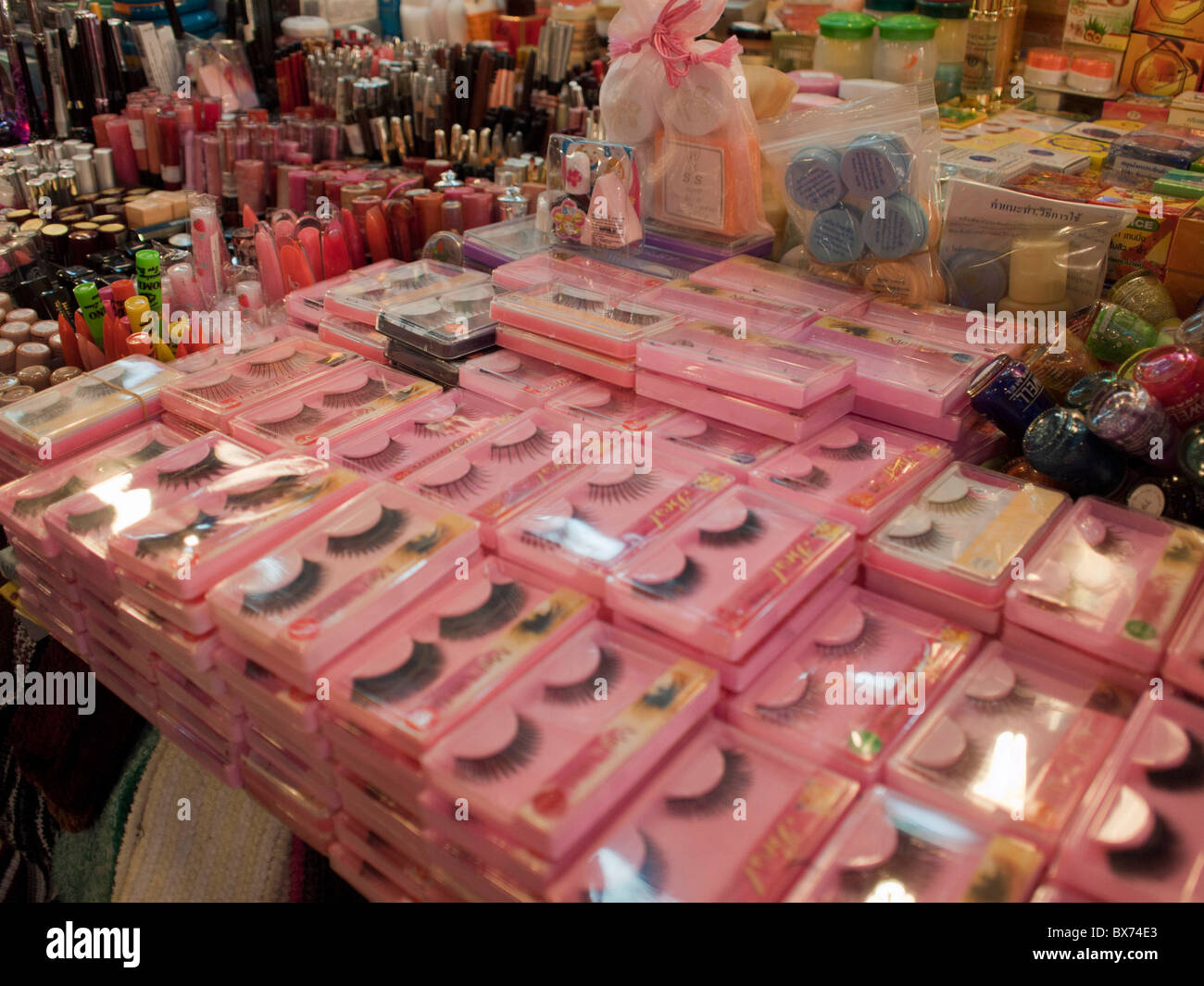 The cheap retail store Beauty Merchandise costmetic in Thailand market Stock Photo