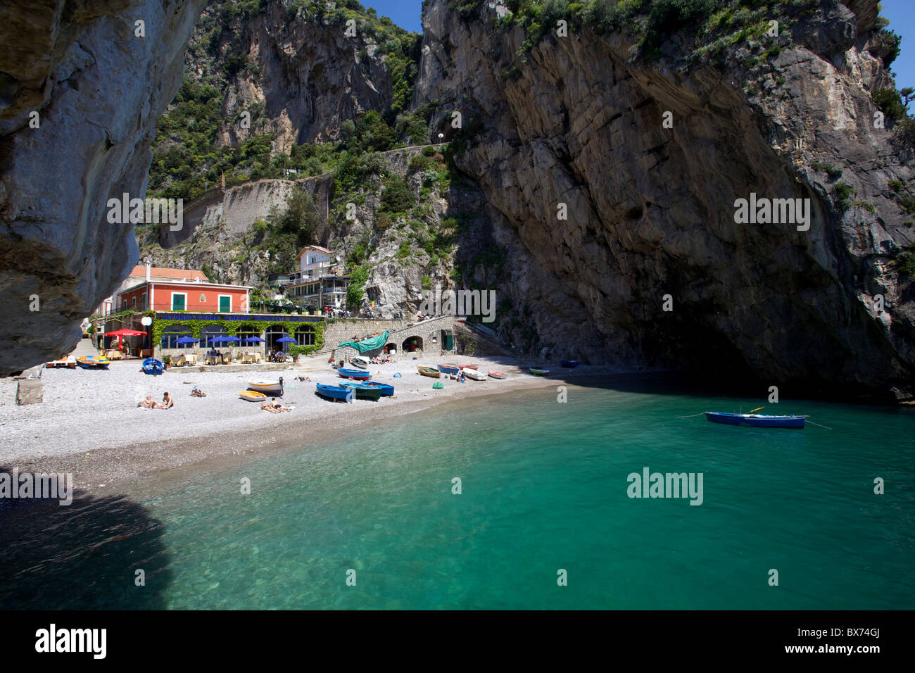 The small natural harbour of Furore on the Amalfi Coast, UNESCO World Heritage Site, Campania, Italy, Europe Stock Photo
