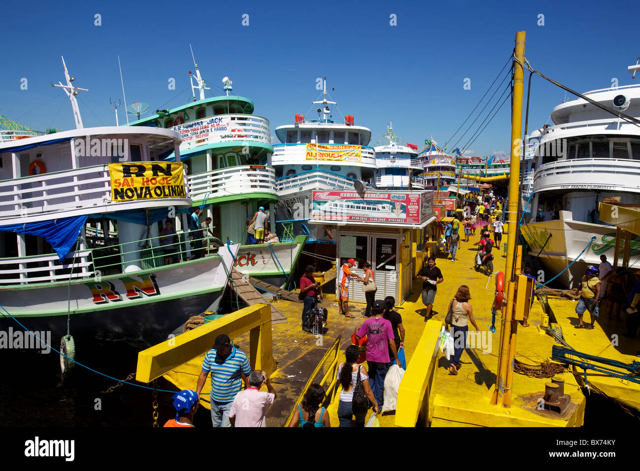 Boats leaving for Belem and Santarem, Manaus, Brazil, South America Stock Photo