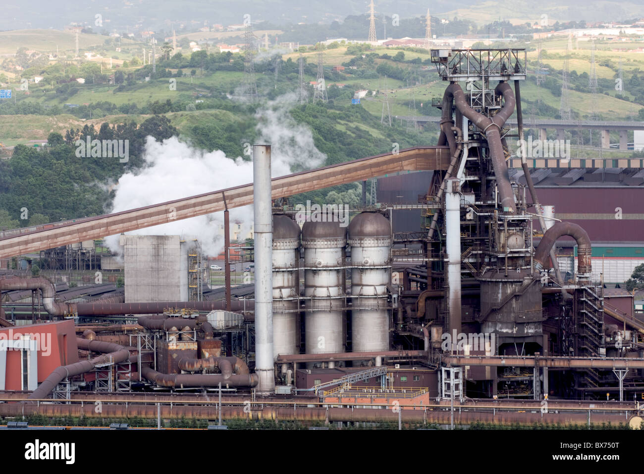 ArcelorMittal Asturias, Spain. Industrial plant, heavy metal industry ...