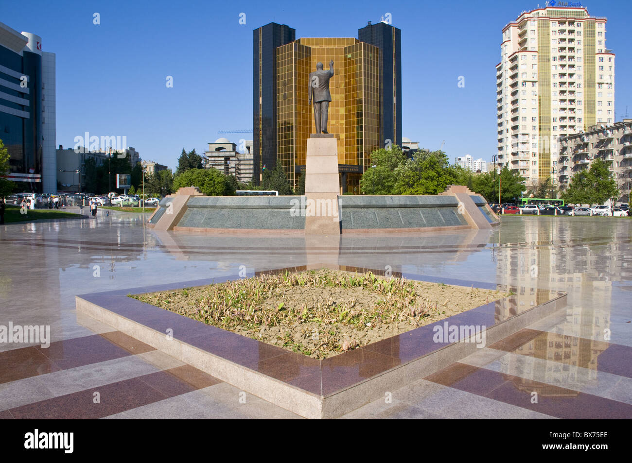 Statue of President Alijev in the center of Baku, Azerbaijan, Central Asia, Asia Stock Photo