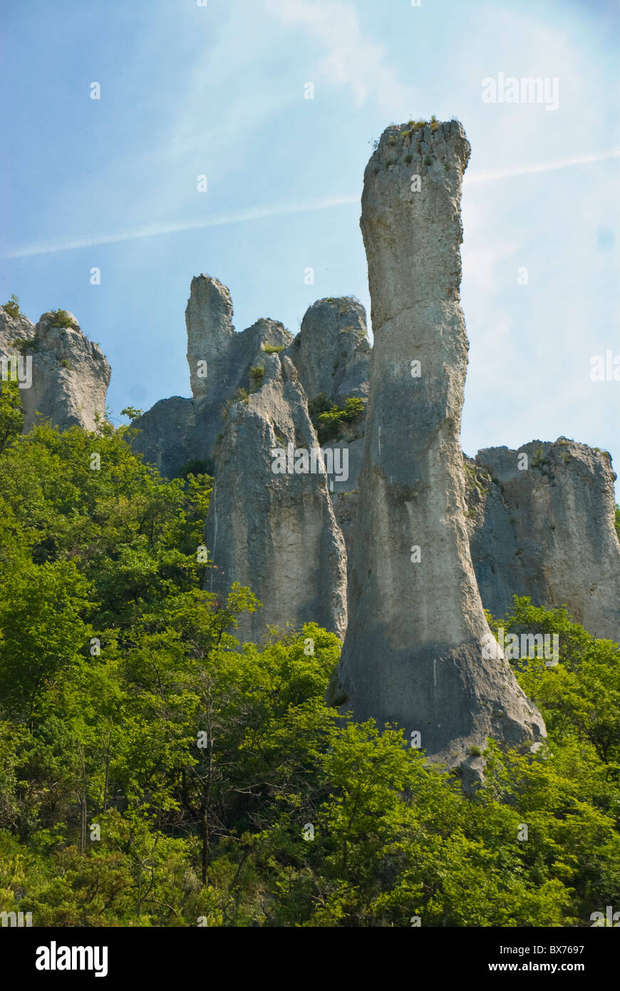 Huge stone towers in the Ucka Canyon, Istria, Croatia, Europe Stock Photo