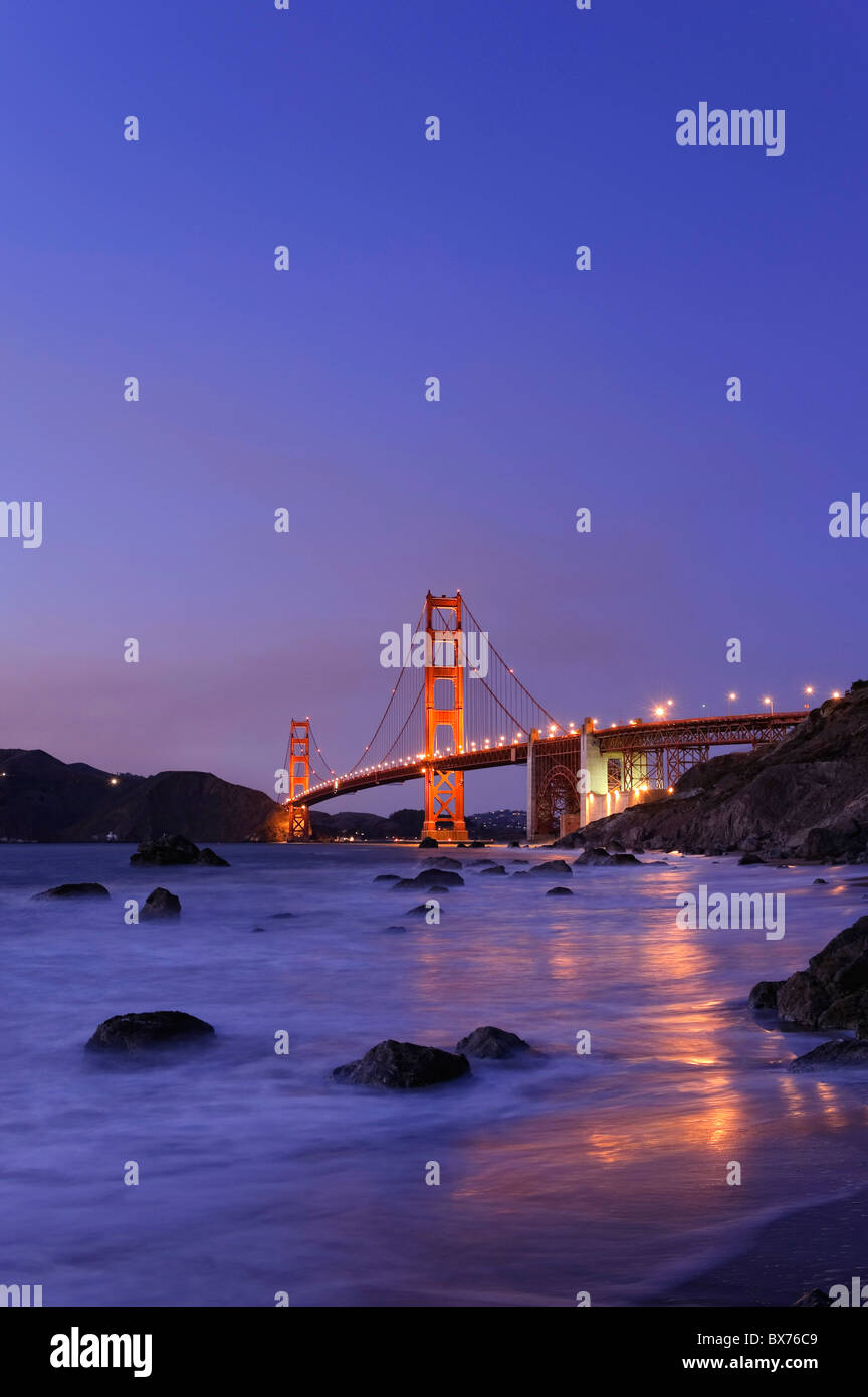 Usa, California, San Francisco, Baker's Beach and Golden Gate Bridge Stock Photo