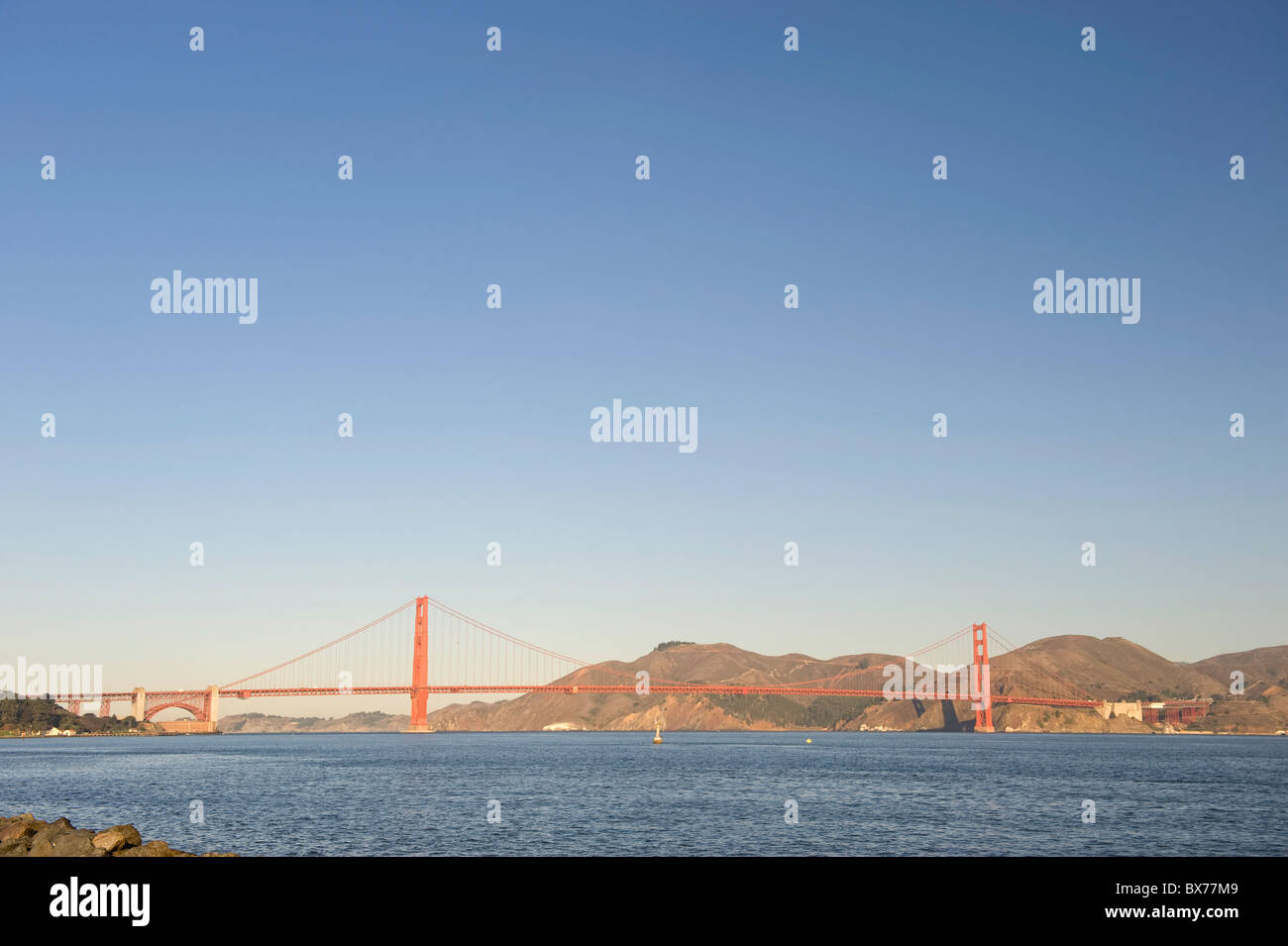 Usa, California, San Francisco, Golden Gate Bridge and Presidio Beach Park Stock Photo
