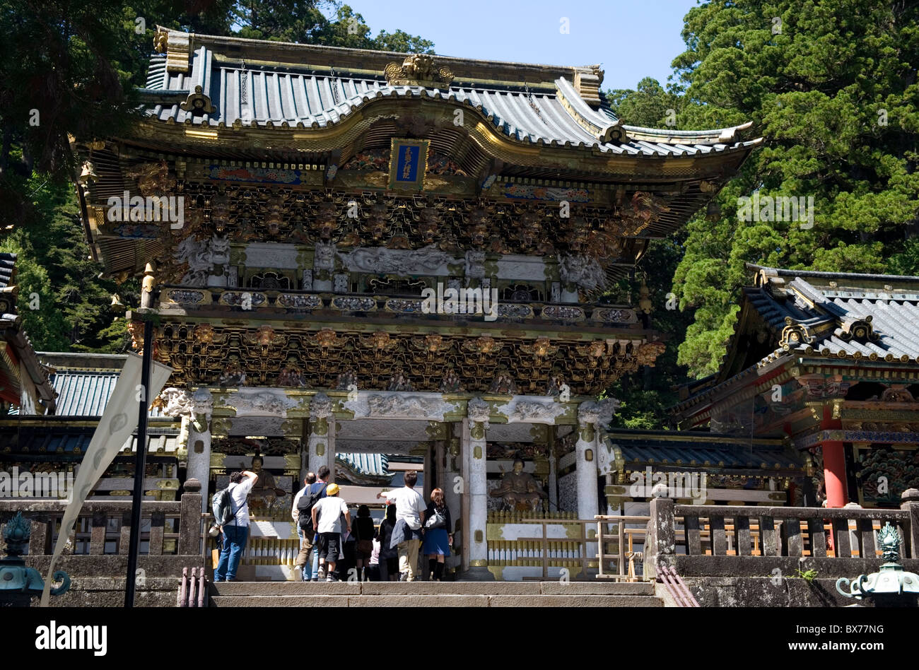 Architecturally ornate Yomeimon main entry gate at the Toshogu Shrine in Nikko, Tochigi, Japan, Asia Stock Photo