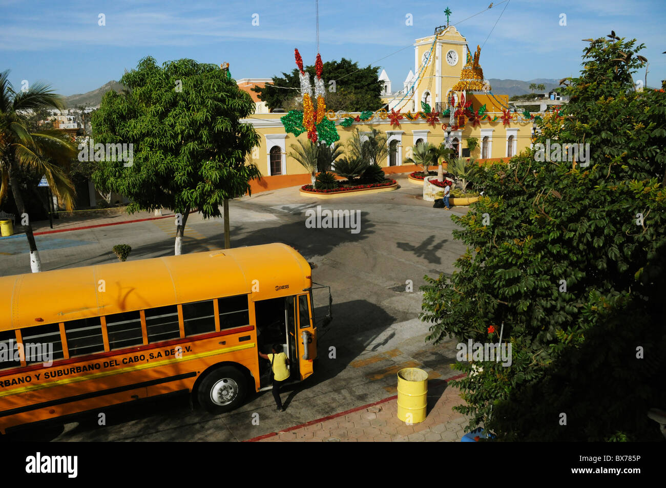 Coastal resort of San Jose del Cabo, Mexico with central square and town hall plaza Stock Photo