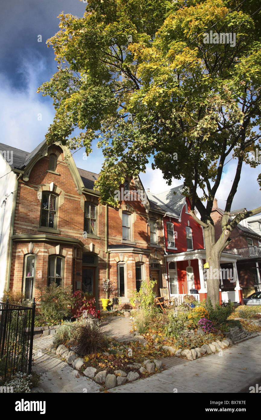 Victorian houses in the fall, Toronto, Ontario, Canada, North America Stock Photo