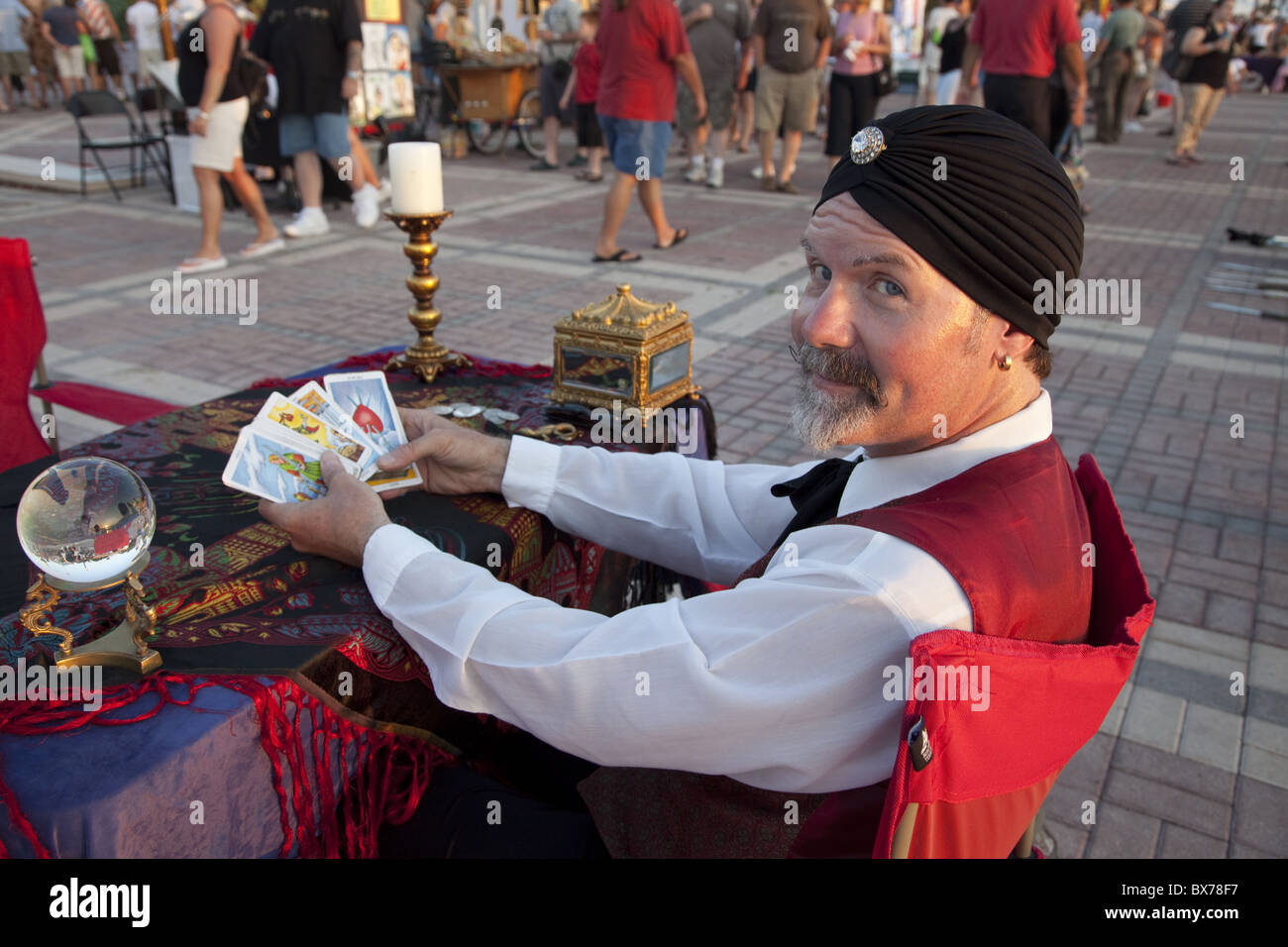 Psychic reading cards with crystal ball in Mallory Square, Key West, Florida, United States of America, North America Stock Photo