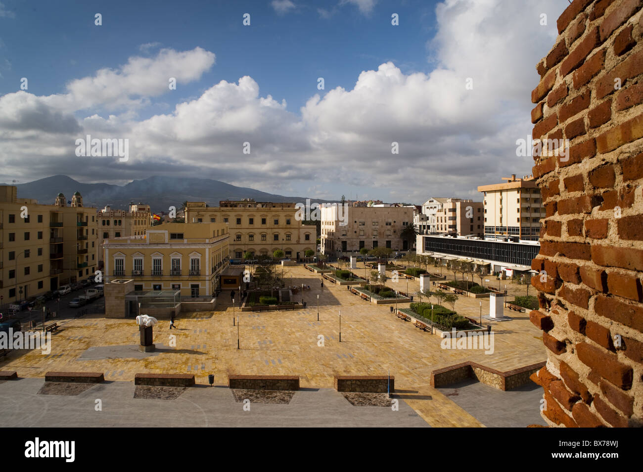 Plaza de las Culturas (Cultures Square), seen from El Primer Recinto (the first fortification), Melilla, Spain Stock Photo