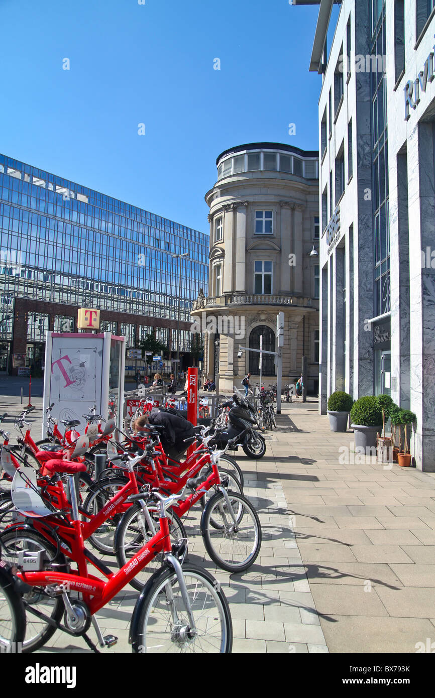 View of a rentstation for public bicycles in Hamburg, Germany Stock Photo Alamy